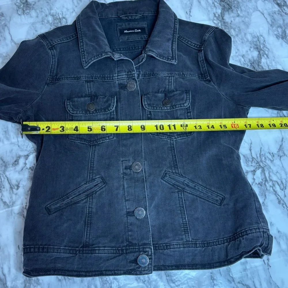 Massimo Dutti Black Button up denim jean jacket size medium casual